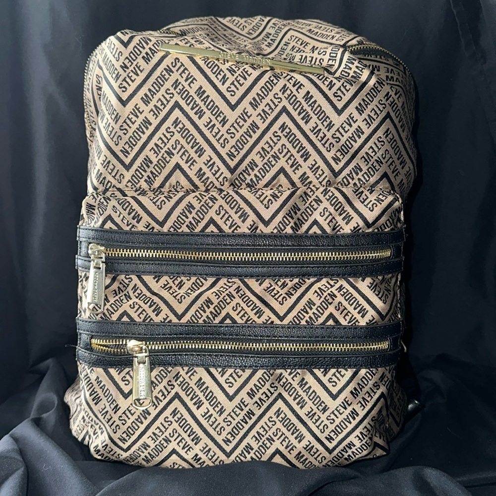 Steve Madden Bookbag Gold and Black